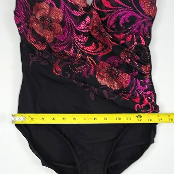 MIRACLESUIT Women's One Piece Tummy Control Swimsuit Black Pink Floral Size 10 - Picture 9 of 11